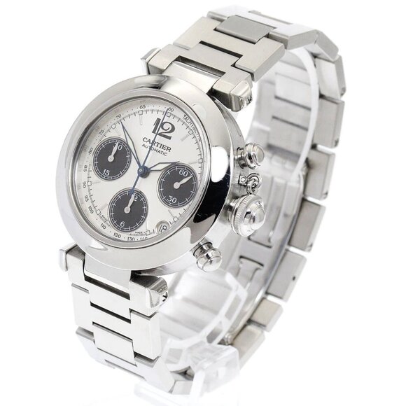 CARTIER Pasha C W31048M7 Chronograph Silver / Black Dial Automatic Boy's_883656 - Picture 1 of 7